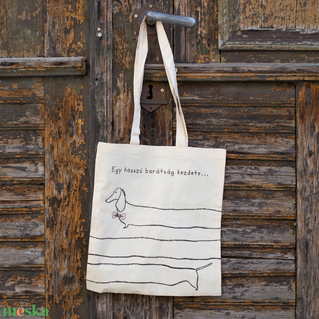 Hosszú barátság kezdete vászontáska - táska & tok - bevásárlás & shopper táska - shopper, textiltáska, szatyor - Meska.hu