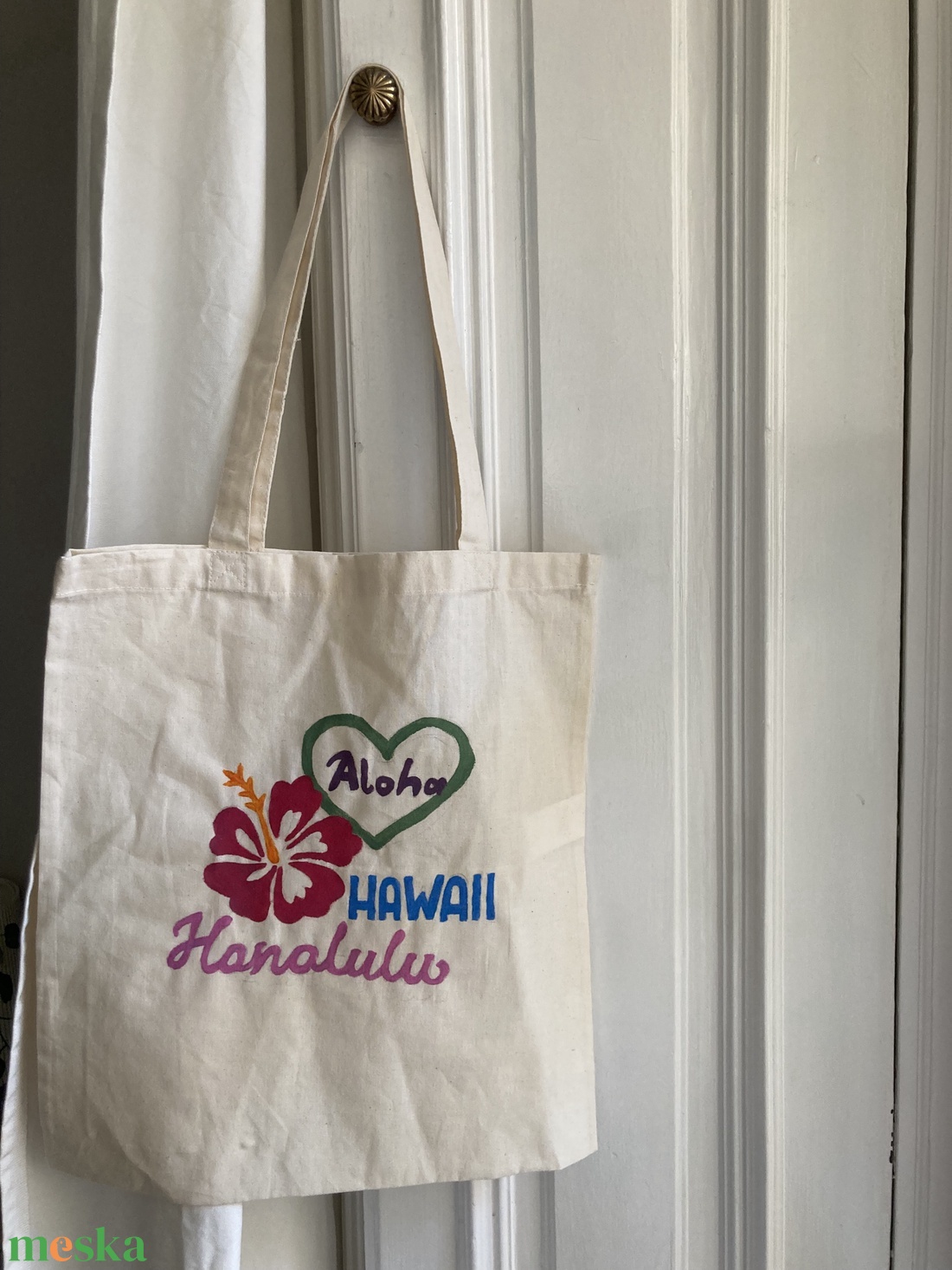 Kézzel festett Hawaii vászontáska - táska & tok - bevásárlás & shopper táska - shopper, textiltáska, szatyor - Meska.hu Kézzel festett Hawaii vászontáska - táska & tok - bevásárlás & shopper táska - shopper, textiltáska, szatyor - Meska.hu