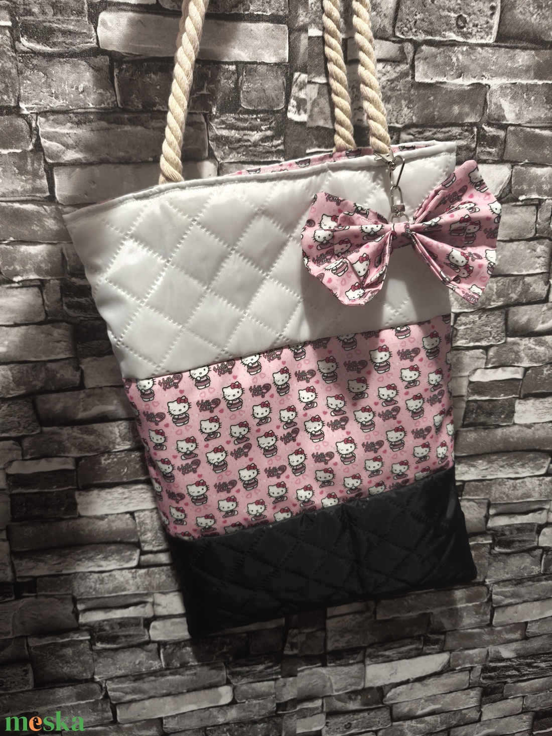 Kézzel készült extra cuki Hello Kitty táska  - táska & tok - bevásárlás & shopper táska - shopper, textiltáska, szatyor - Meska.hu
