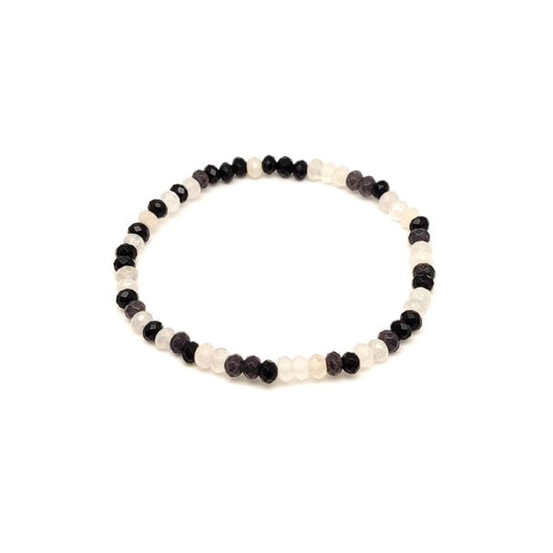 Achát fazettált színezett fekete-fehér korong karkötő 43 mm - ékszer - karkötő - ásványkarkötő - Meska.hu