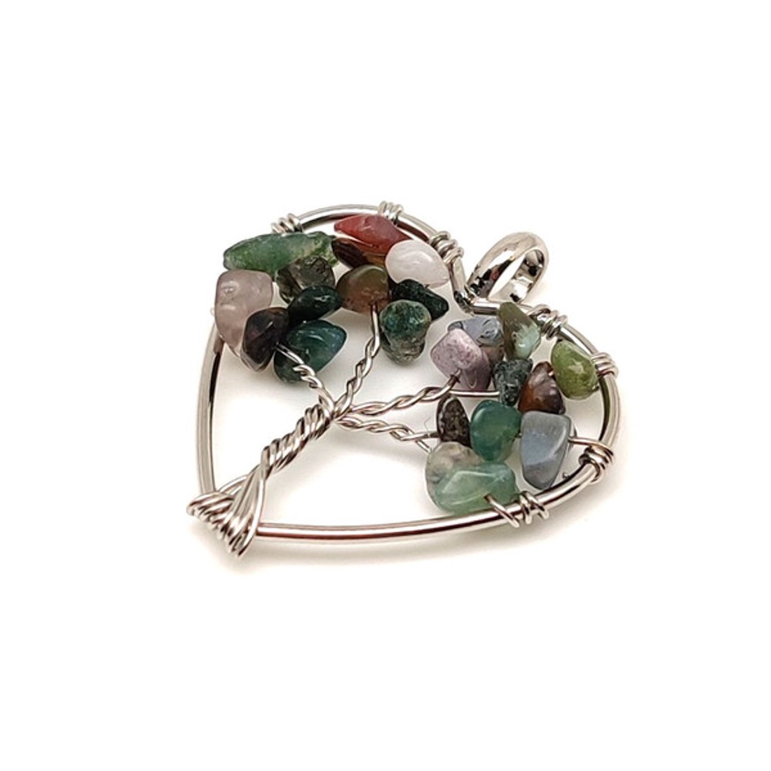 Szeretet indiai achát életfa medál szív formában 3cm - ékszer - nyaklánc - medál - Meska.hu