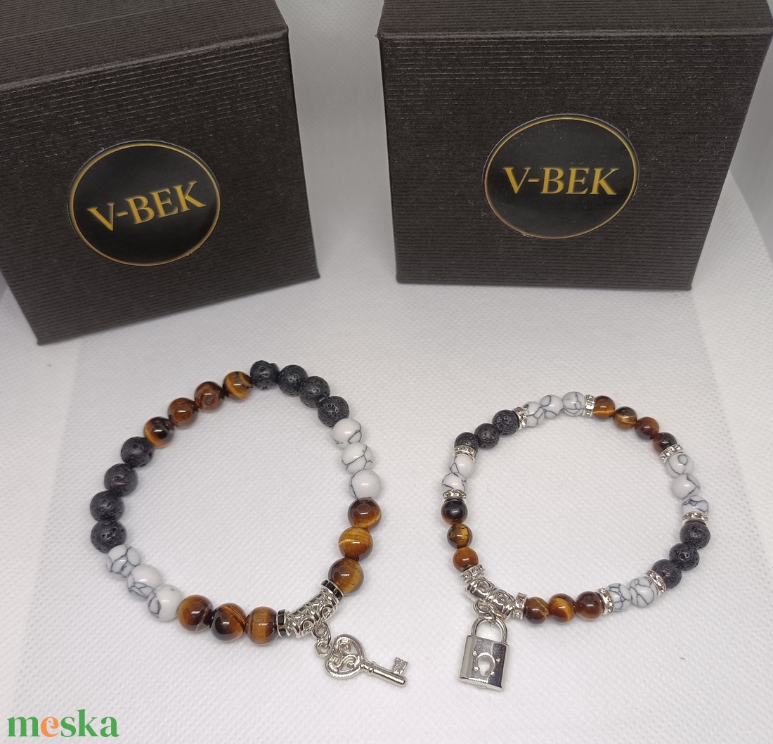 Páros karkötő  Yin és Yang Földszínekben - ékszer - karkötő - gyöngyös karkötő - Meska.hu