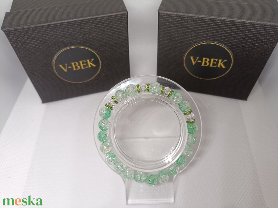 Menta Zöld Ragyogás - ékszer - karkötő - gyöngyös karkötő - Meska.hu