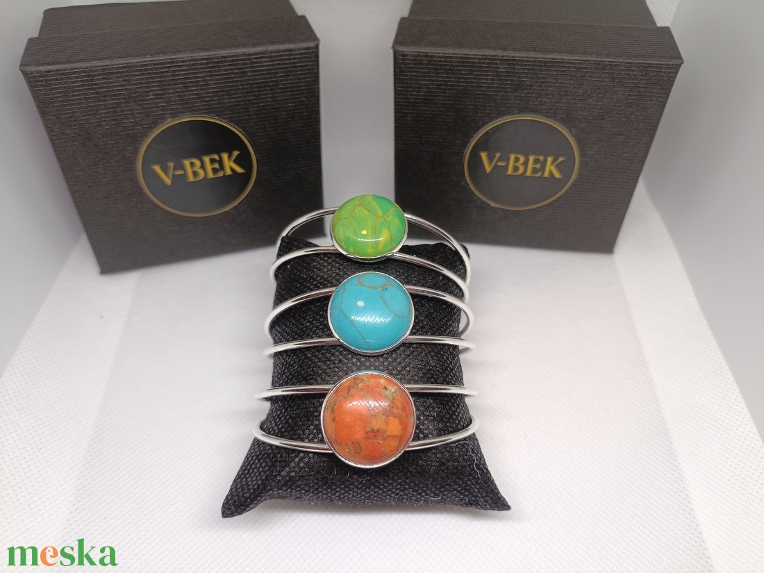Aurora Stone Cuff Collection - Narancs-márványos karkötő - ékszer - karkötő - karperec - Meska.hu