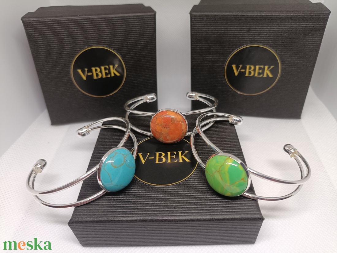 Aurora Stone Cuff Collection - Narancs-márványos karkötő - ékszer - karkötő - karperec - Meska.hu