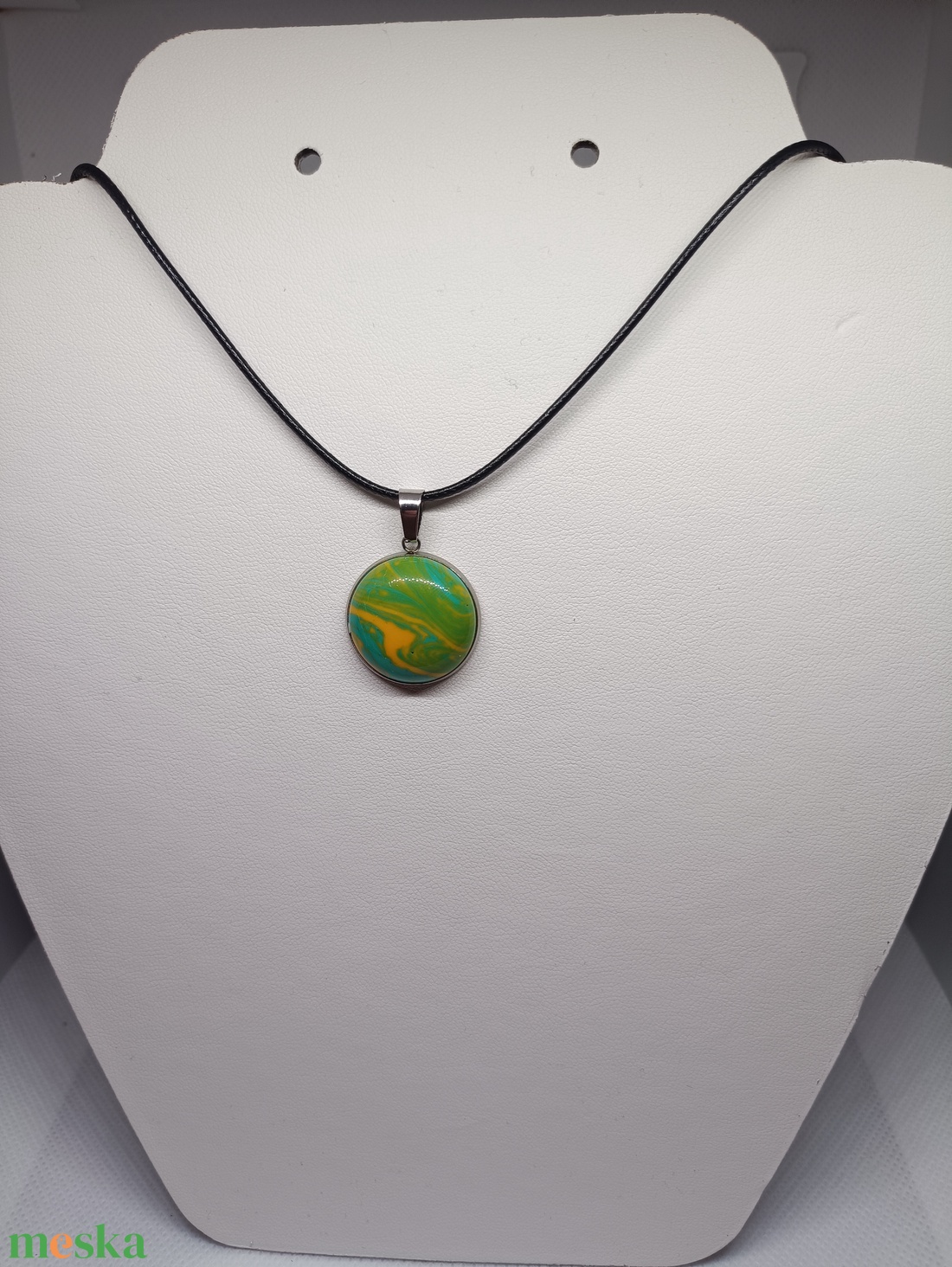 Celestial Gem Pendant Collection - Zöld-sárga örvényes medál - ékszer - nyaklánc - medálos nyaklánc - Meska.hu