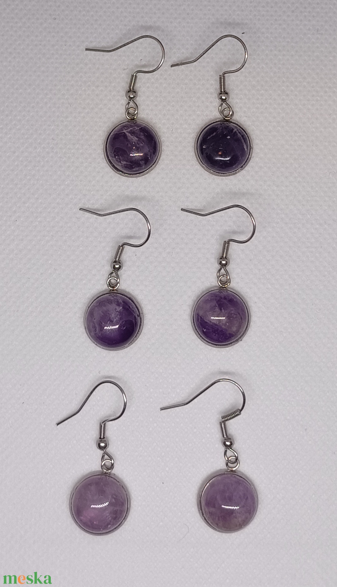 Ametiszt kollekció fülbevaló - ékszer - fülbevaló - lógós kerek fülbevaló - Meska.hu