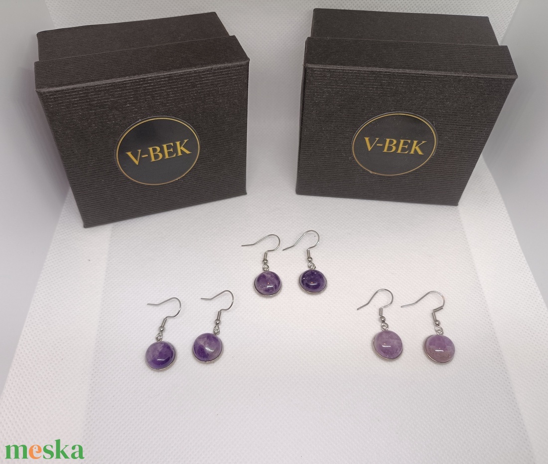 Ametiszt kollekció fülbevaló - ékszer - fülbevaló - lógós kerek fülbevaló - Meska.hu
