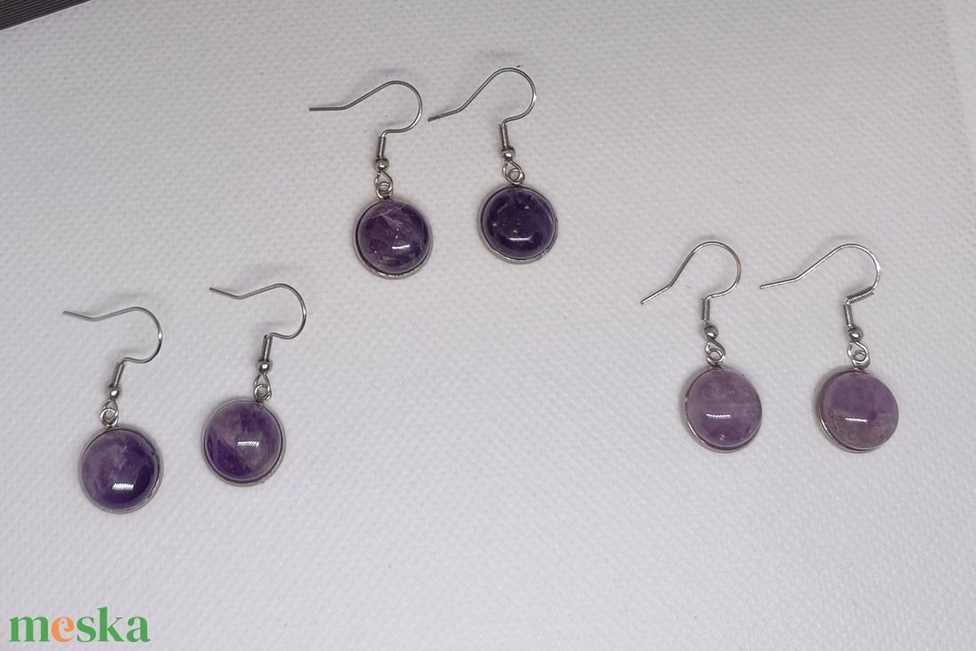 Ametiszt kollekció fülbevaló - ékszer - fülbevaló - lógós kerek fülbevaló - Meska.hu