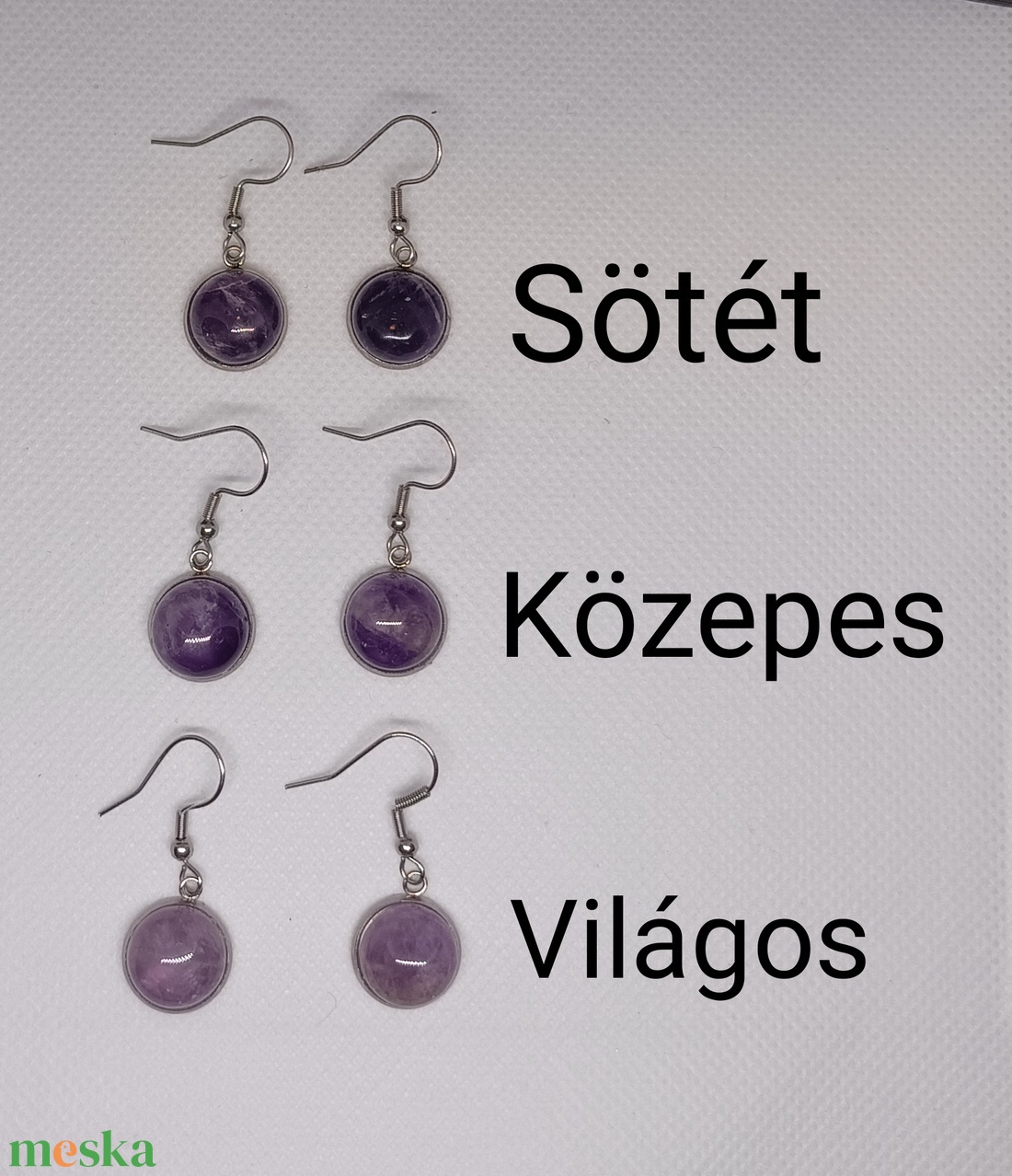 Ametiszt kollekció fülbevaló - ékszer - fülbevaló - lógós kerek fülbevaló - Meska.hu