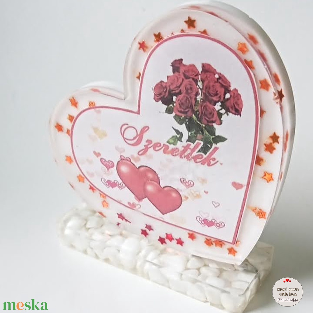VALENTIN napi köszöntő szív - otthon & életmód - dekoráció - asztal és polc dekoráció - asztaldísz - Meska.hu