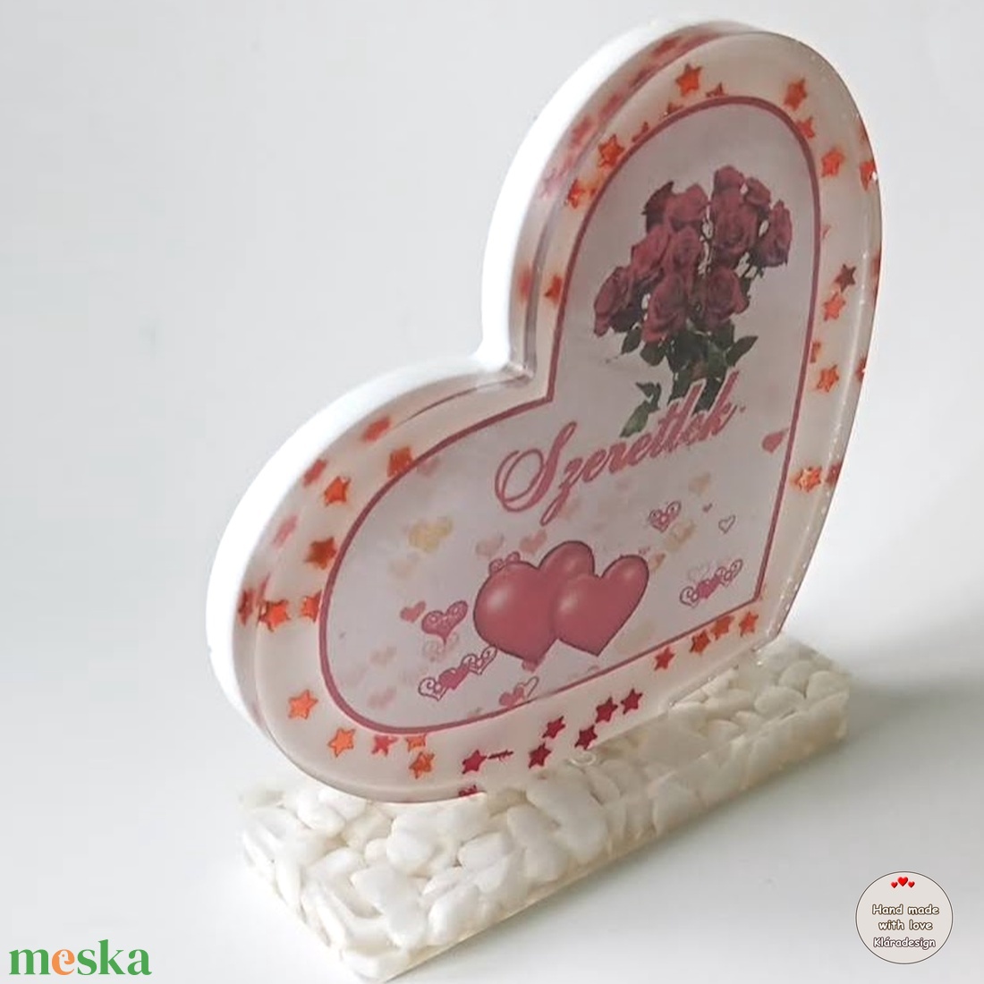 VALENTIN napi köszöntő szív - otthon & életmód - dekoráció - asztal és polc dekoráció - asztaldísz - Meska.hu