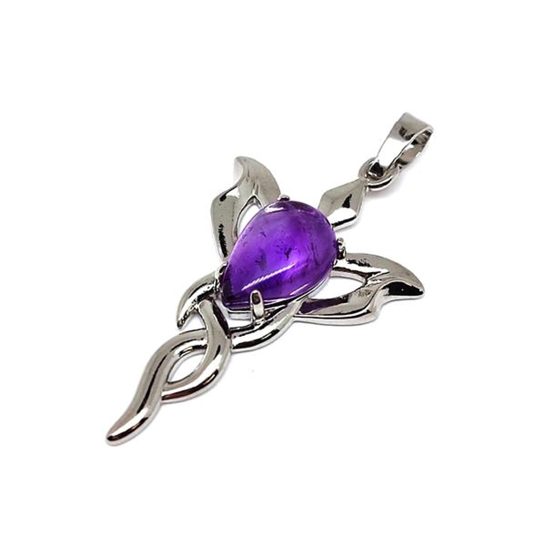 Csepp medál fém trefoil Ametiszt 2,5x4cm - ékszer - nyaklánc - medál - Meska.hu Csepp medál fém trefoil Ametiszt 2,5x4cm - ékszer - nyaklánc - medál - Meska.hu