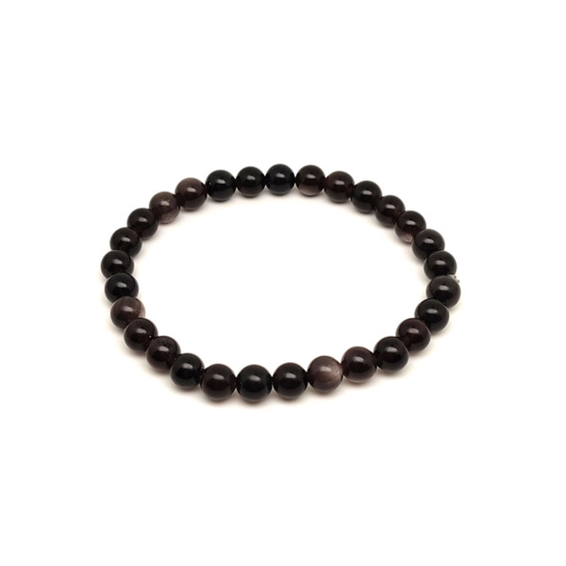 Ezüst obszidián golyós ásvány karkötő 6mm - ékszer - karkötő - ásványkarkötő - Meska.hu