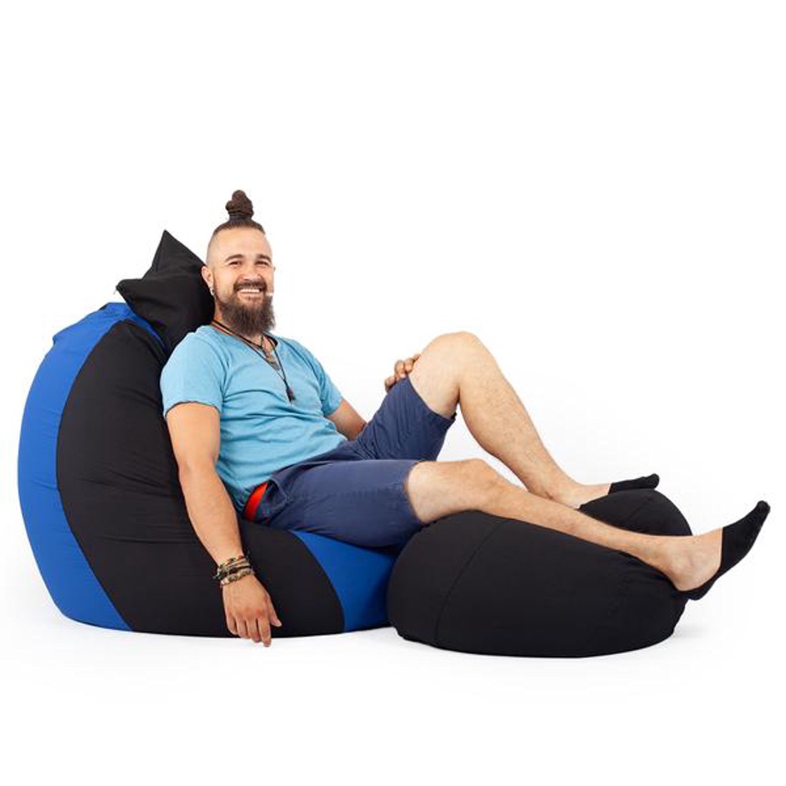 Fekete - Kék ALL IN Bicolor XXL Babzsákfotel Garnitúra -  - Meska.hu