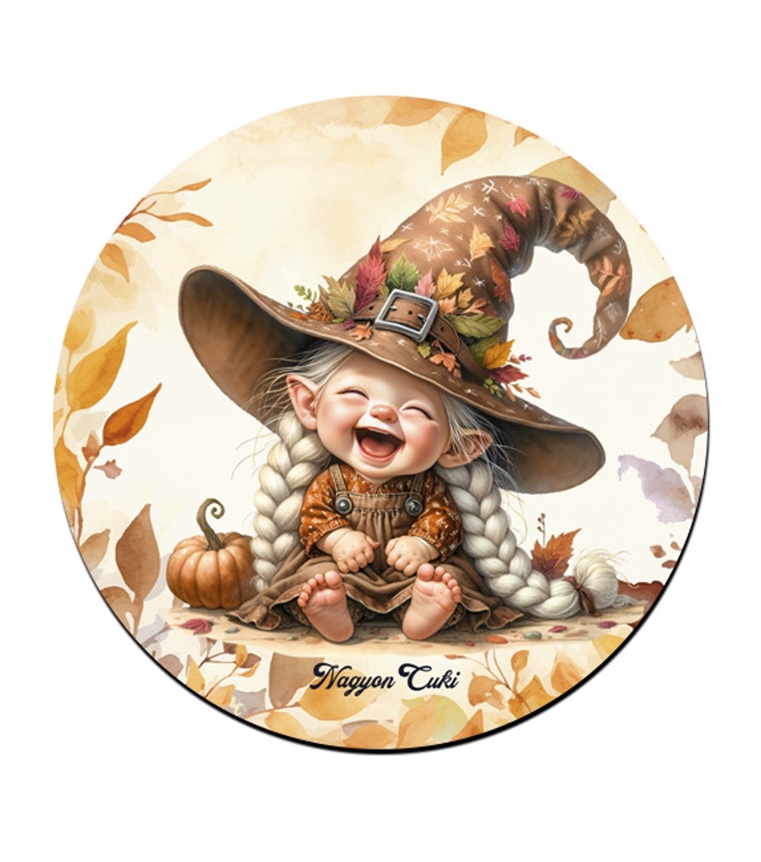 Kacagó őszi manó lány mintás bögre alátét -  - Meska.hu