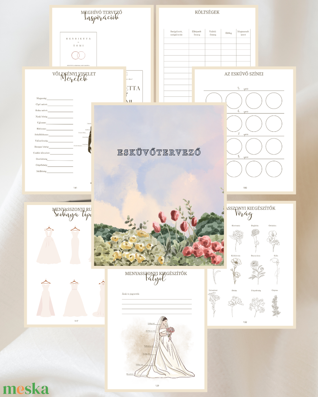 Esküvői tervező - Mezei borítós - pdf  - esküvő - emlék & ajándék - vendégkönyv - Meska.hu