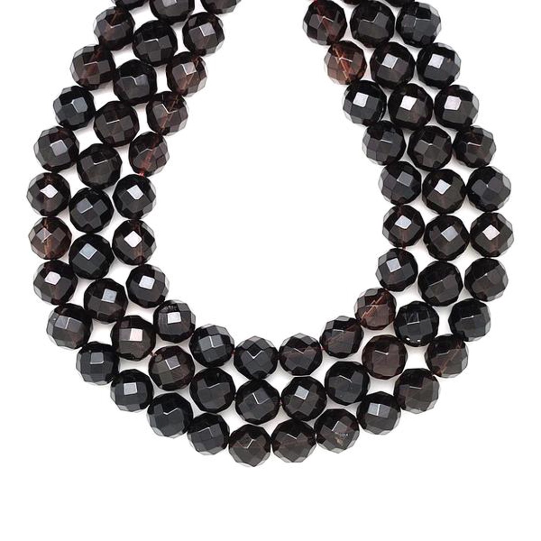 Füstkvarc fazettált golyó 10-11mm  ékszerkészítő alapanyag (füzér) - kellékek & szerszámok - ásvány alapanyag - ásványfüzér - Meska.hu