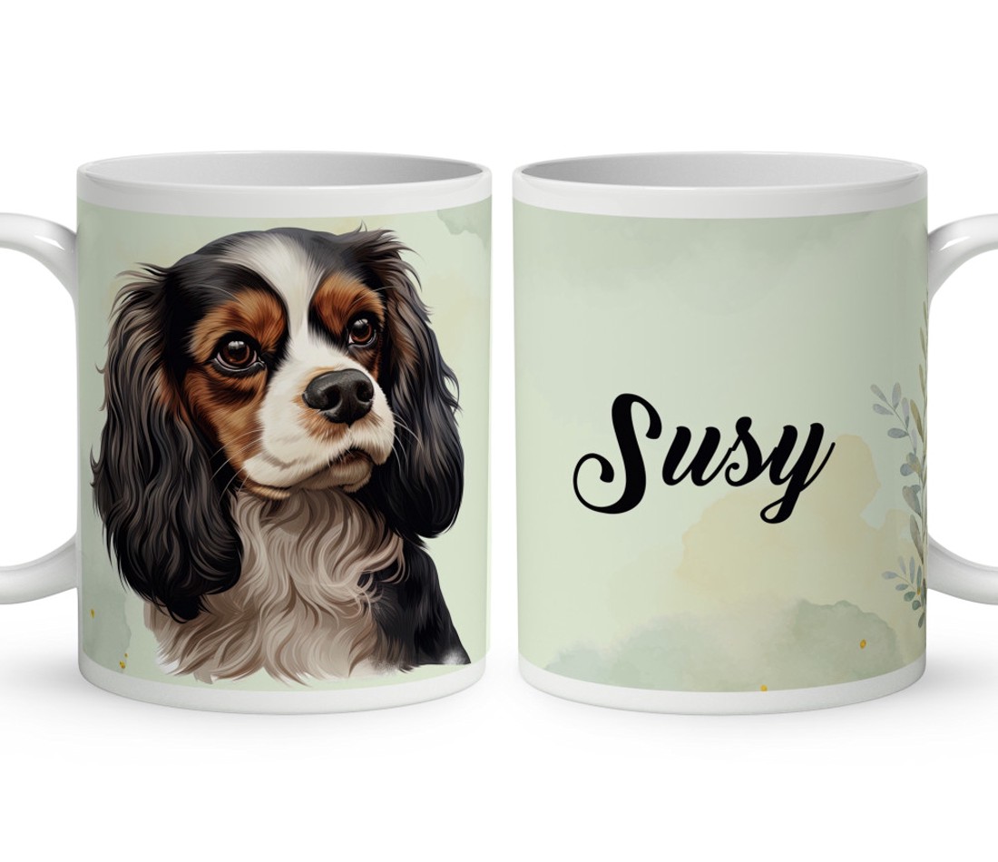 Névvel kérhető - Trikolor Cavalier King Charles spániel portré mintás bögre - otthon & életmód - konyhafelszerelés, tálalás - tálalás - bögre & csésze - Meska.hu