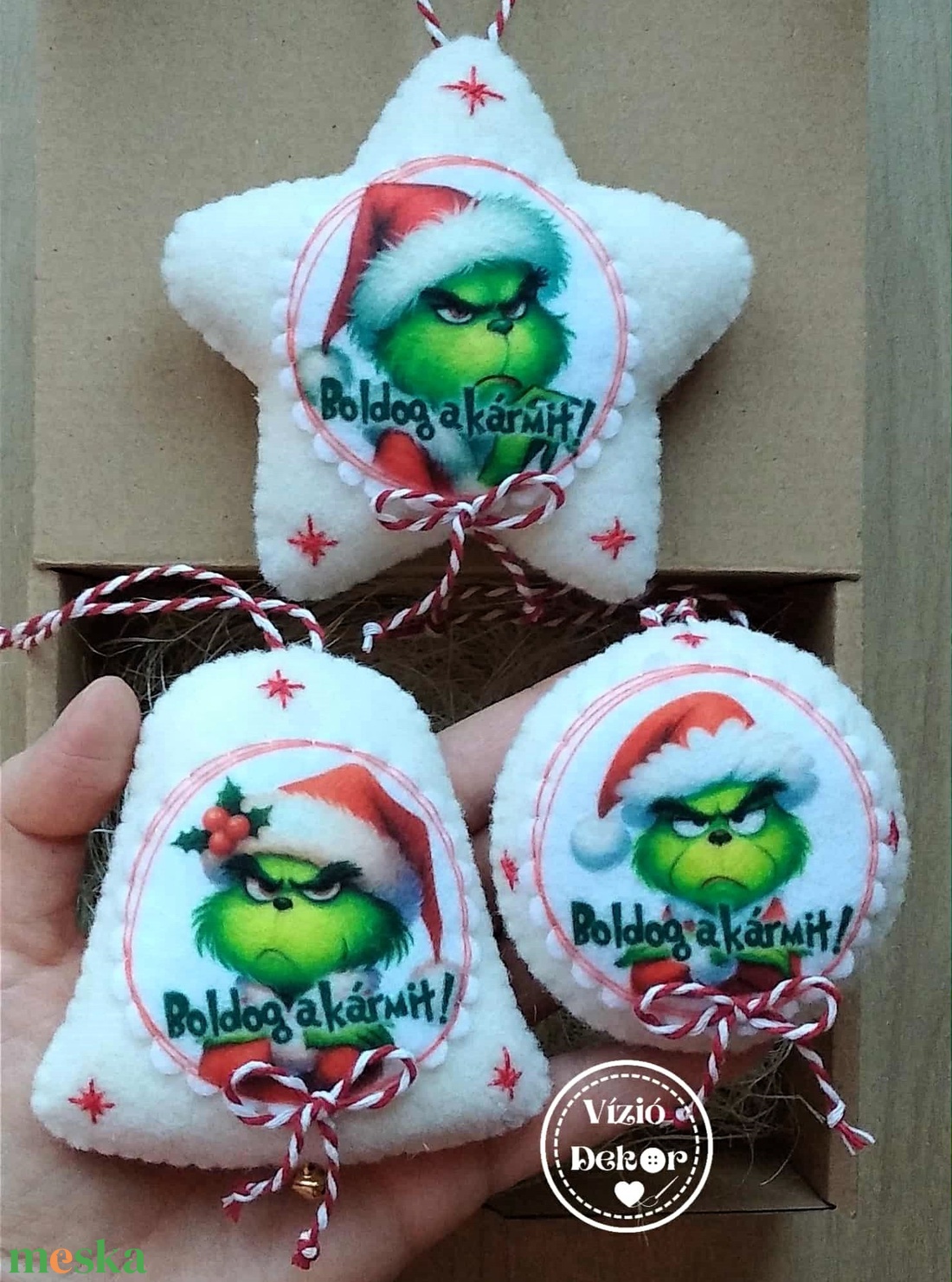Grincs box filc - karácsony - karácsonyi lakásdekoráció - karácsonyfadíszek - Meska.hu