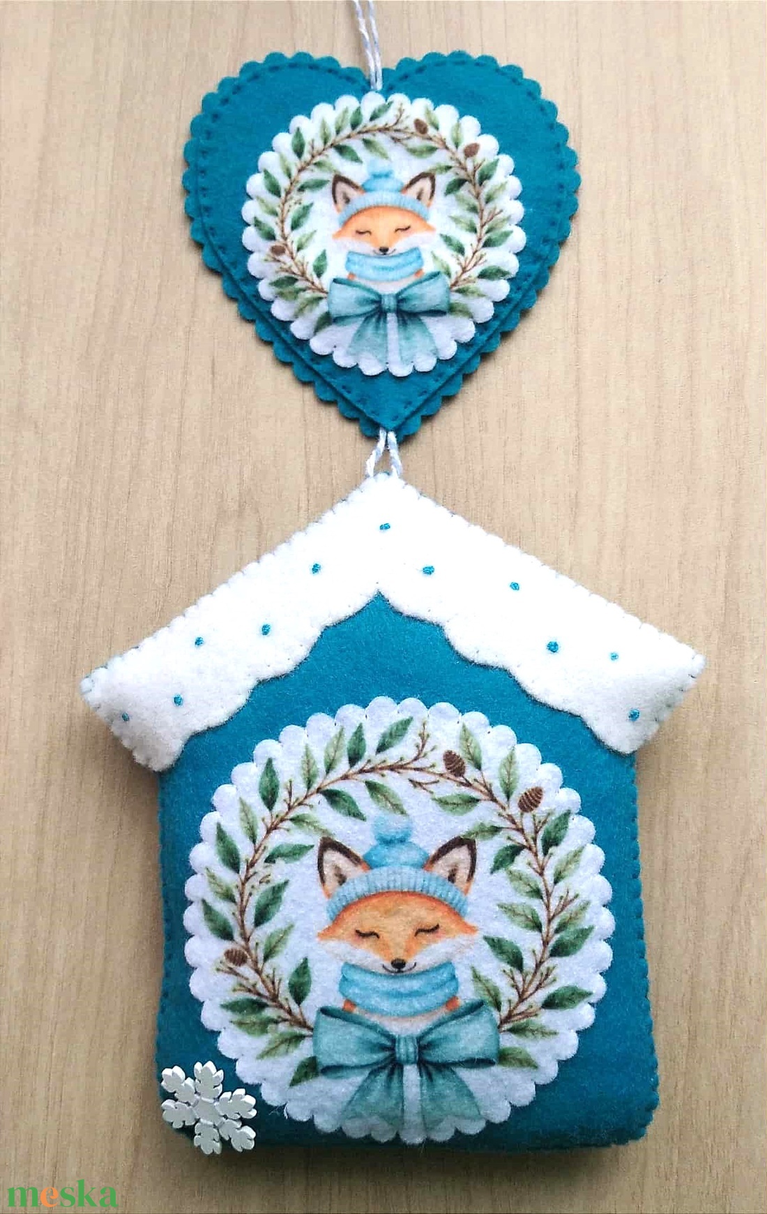 Róka házikó ajtódísz - karácsony - karácsonyi lakásdekoráció - karácsonyi ajtódíszek - Meska.hu