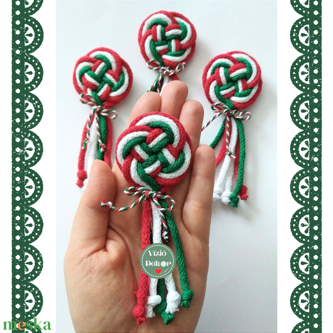 Zsinórfonal kokárda, filc hátlapos, kitűző alappal - ékszer - kitűző és bross - Meska.hu