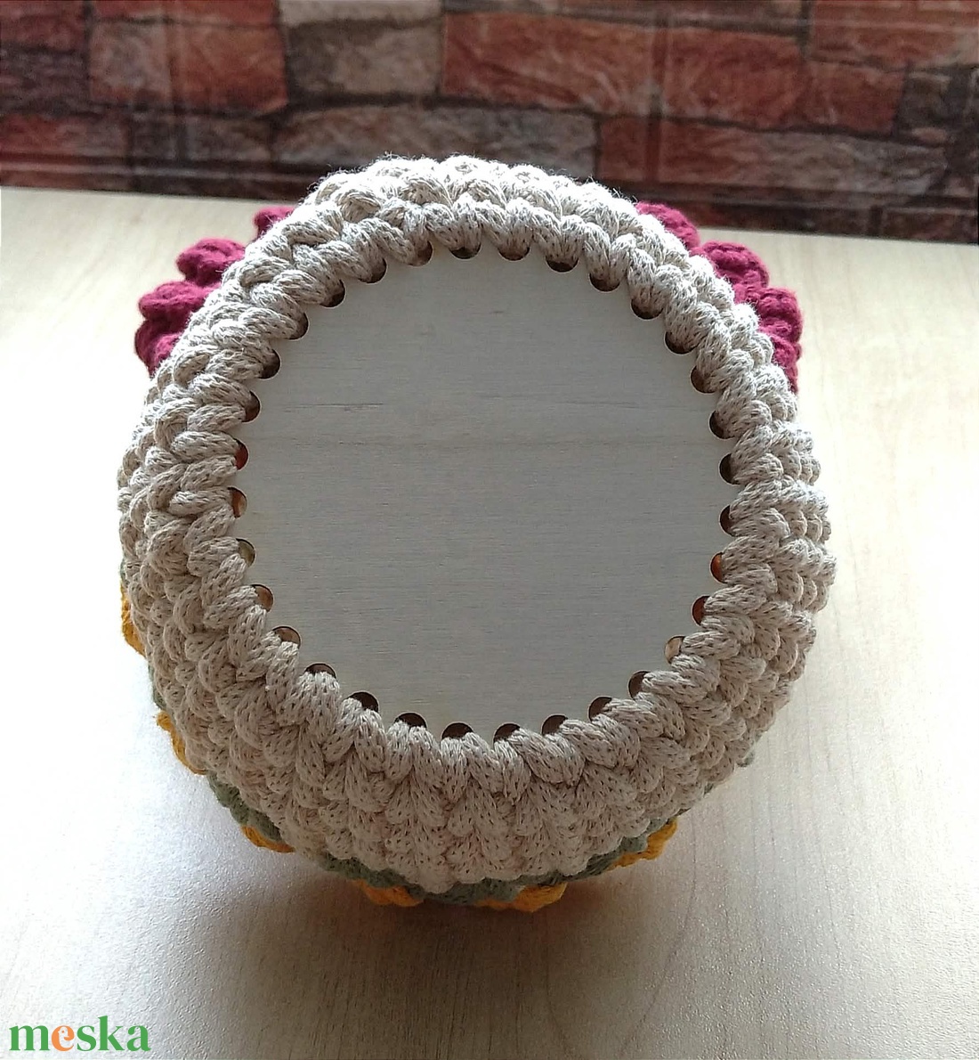 Tulipános horgolt tároló - otthon & életmód - dekoráció - asztal és polc dekoráció - dekorációs tál, tartó - Meska.hu