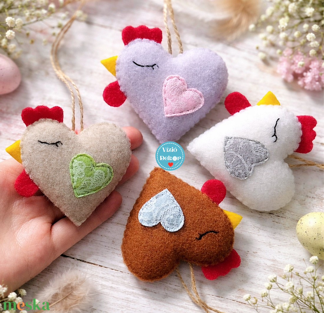 Szív tyúk csomag - ünnepi díszek, dekorációk - húsvéti díszek és dekorációk - húsvéti tojásfadíszek - Meska.hu