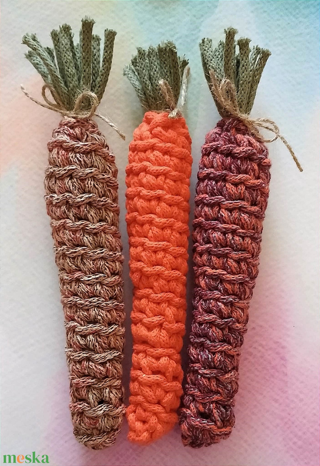 Horgolt répa csomag 3 db-os (narancs) - ünnepi díszek, dekorációk - húsvéti díszek és dekorációk - húsvéti asztaldíszek - Meska.hu