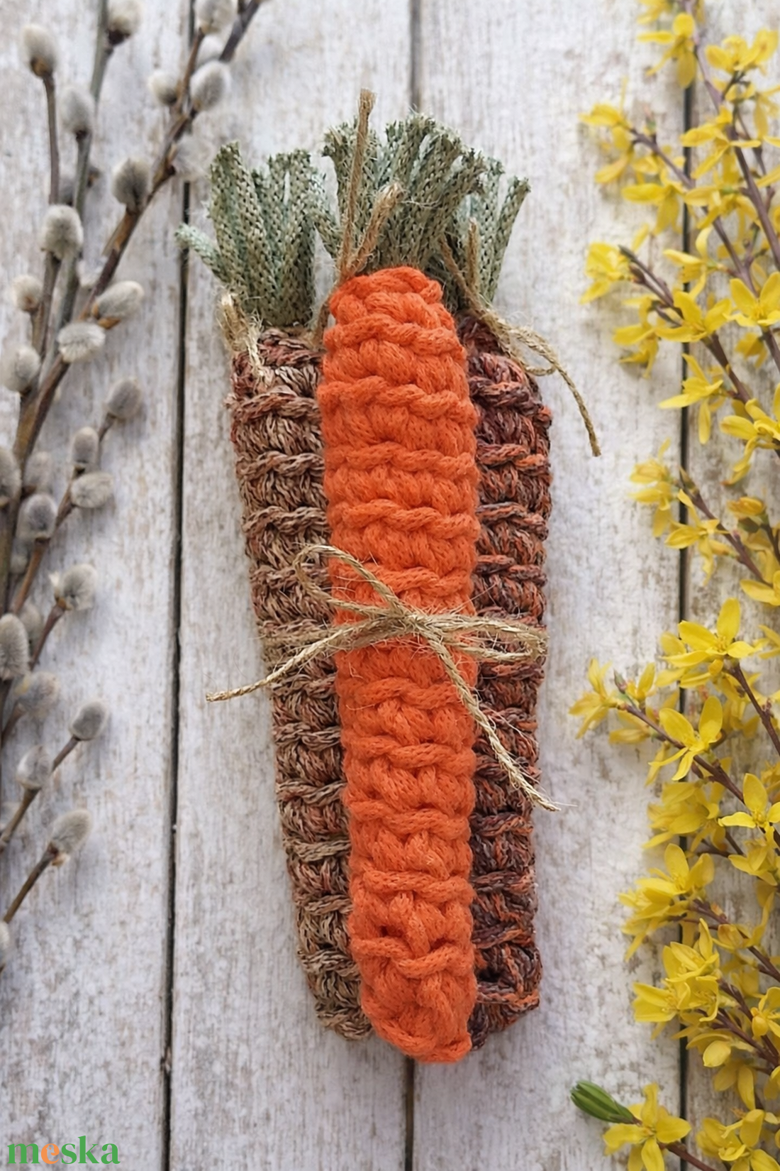 Horgolt répa csomag 3 db-os (narancs) - ünnepi díszek, dekorációk - húsvéti díszek és dekorációk - húsvéti asztaldíszek - Meska.hu