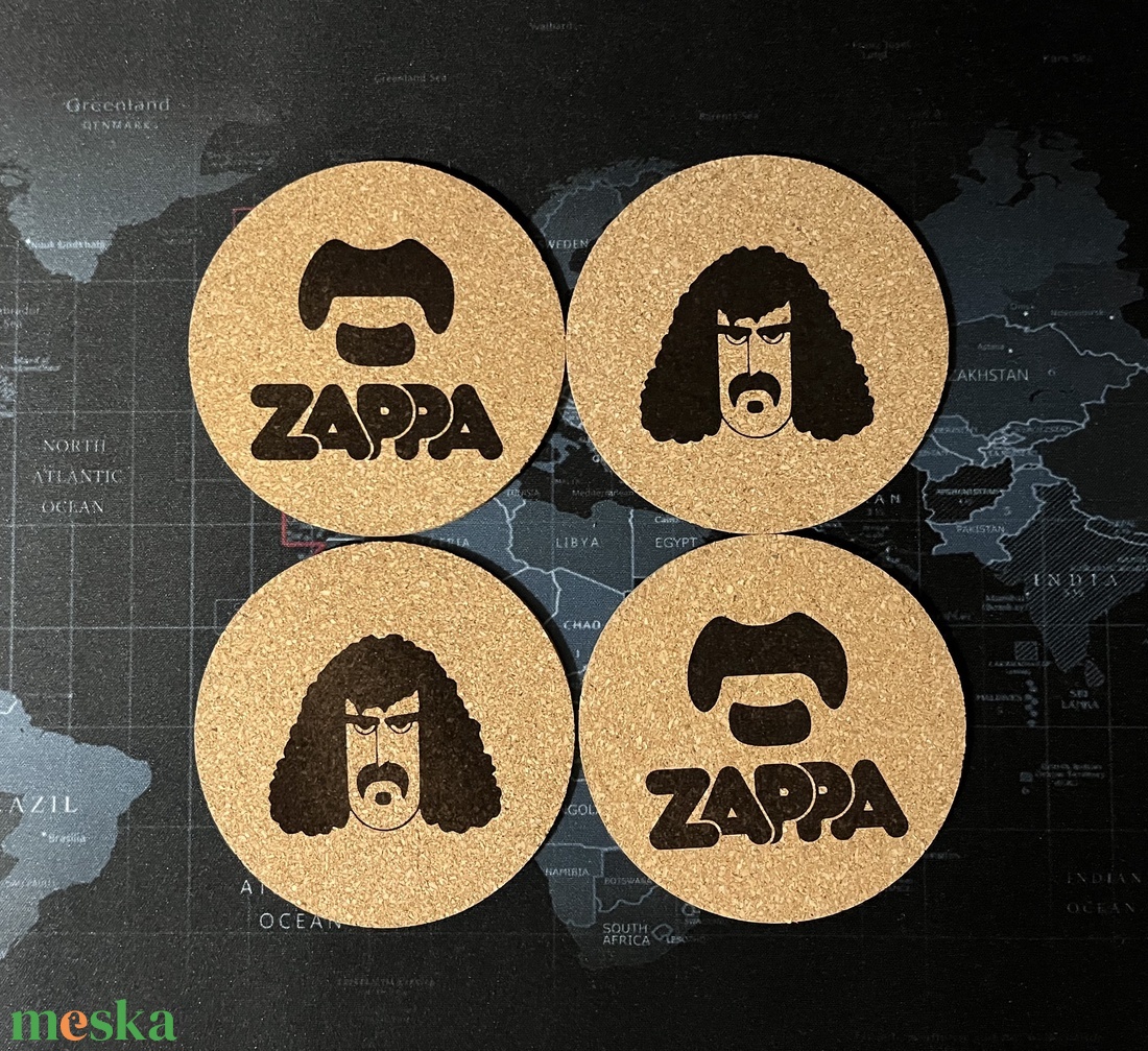 Frank Zappa stílusú parafa poháralátét - 4db - otthon & életmód - konyhafelszerelés, tálalás - tálalás - tányér- és poháralátét - Meska.hu