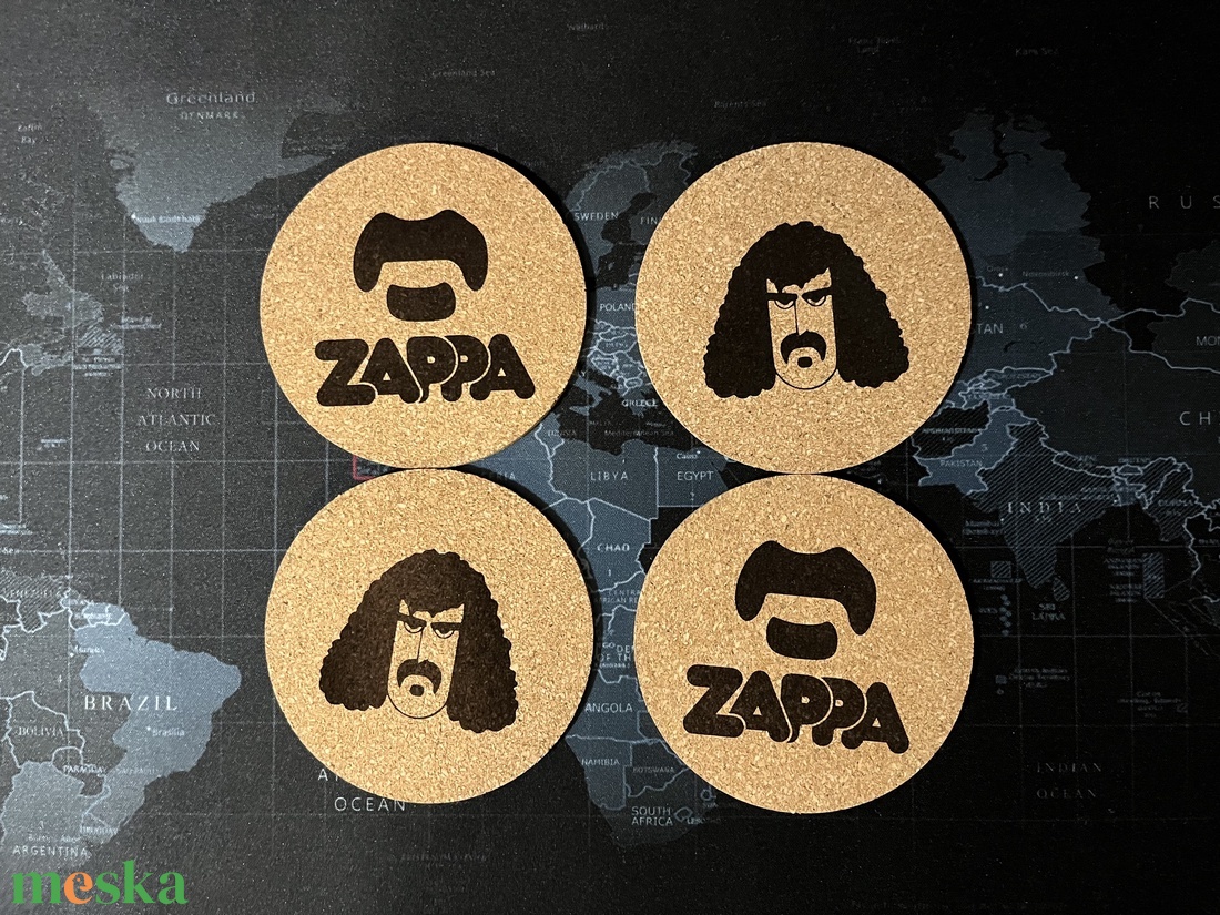 Frank Zappa stílusú parafa poháralátét - 4db - otthon & életmód - konyhafelszerelés, tálalás - tálalás - tányér- és poháralátét - Meska.hu