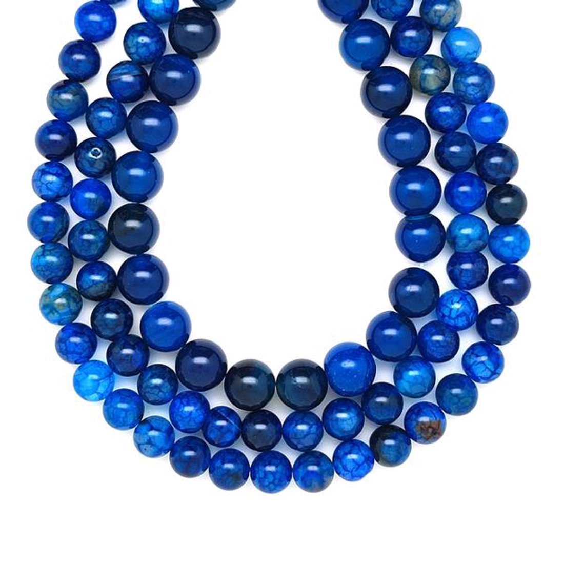 Achát hőkezelt szinezett sötét kék golyó 10mm  ékszerkészítő alapanyag (füzér) - kellékek & szerszámok - ásvány alapanyag - ásványfüzér - Meska.hu