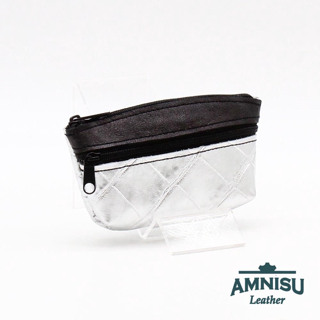 Ezüst krokkómintás - fényes fekete kettő cipzáras kulcstartó B1002 - táska & tok - kulcstartó & táskadísz - kulcstartó - Meska.hu