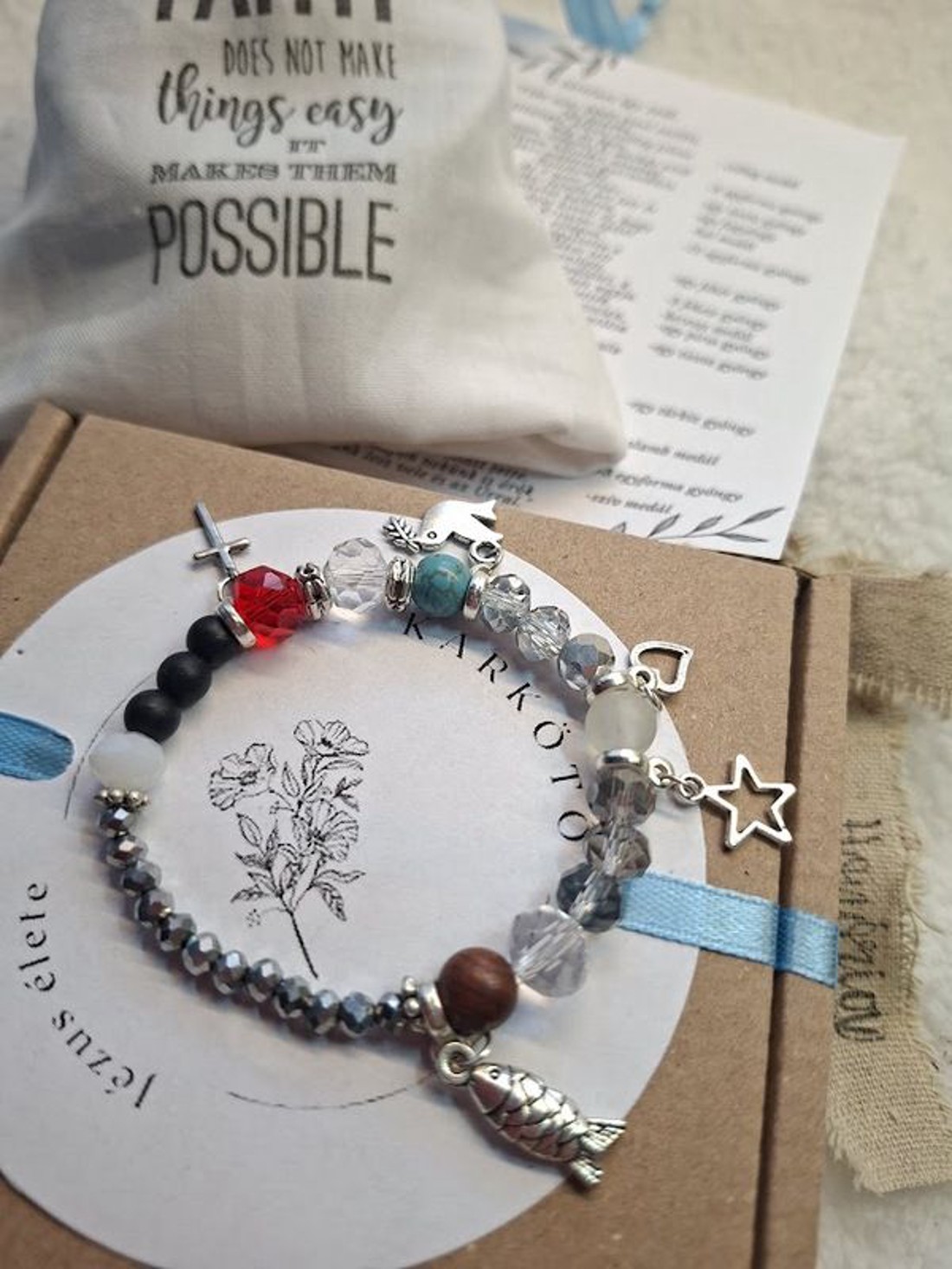 Jézus élete - keresztény történet karkötő-ezüst-102 - ékszer - karkötő - bogyós karkötő - Meska.hu