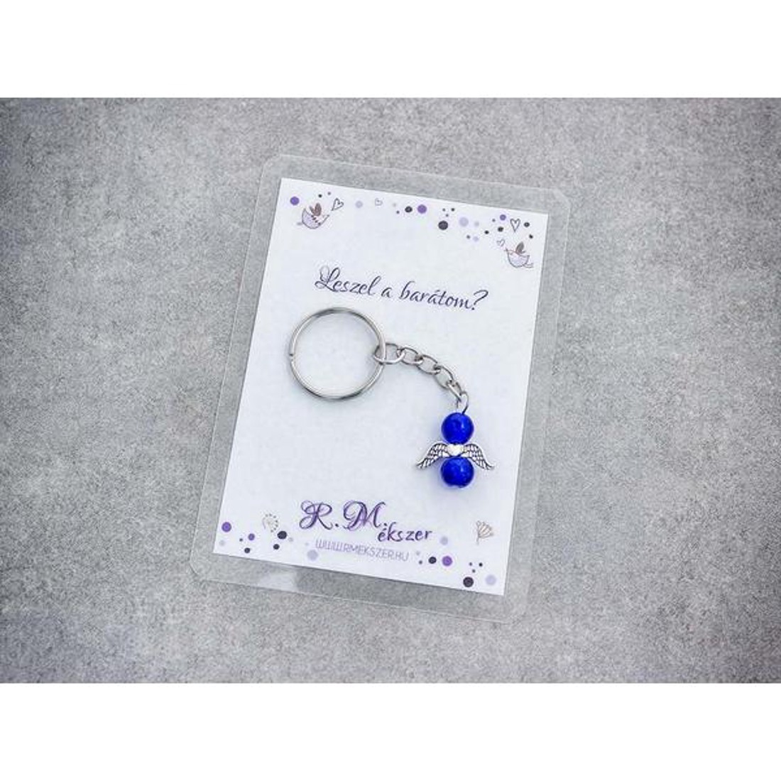 Leszel a barátom sötétkék angyal medálos kulcstartó - táska & tok - kulcstartó & táskadísz - kulcstartó - Meska.hu