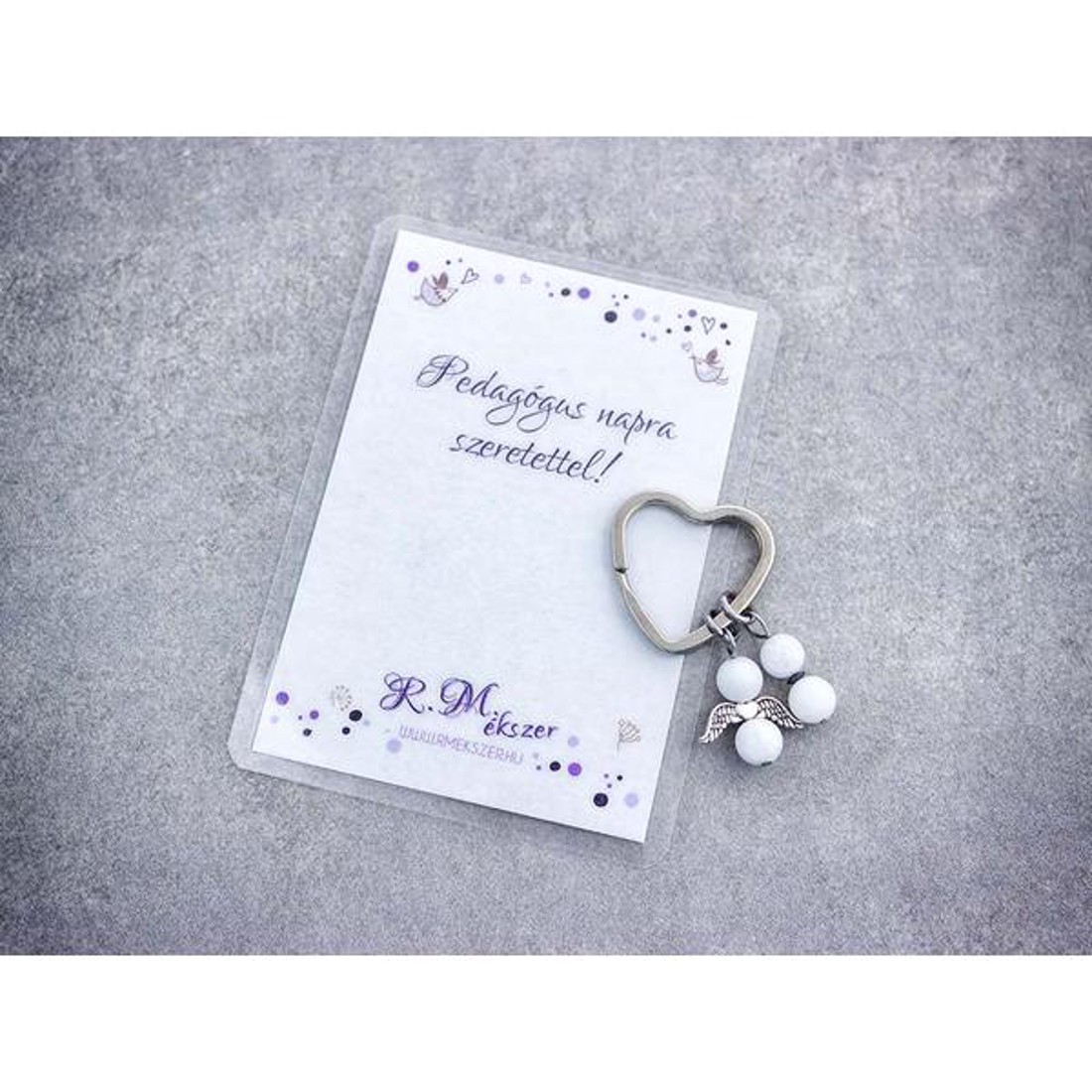 Pedagógus napra kulcstartó tejkvarccal - táska & tok - kulcstartó & táskadísz - kulcstartó - Meska.hu