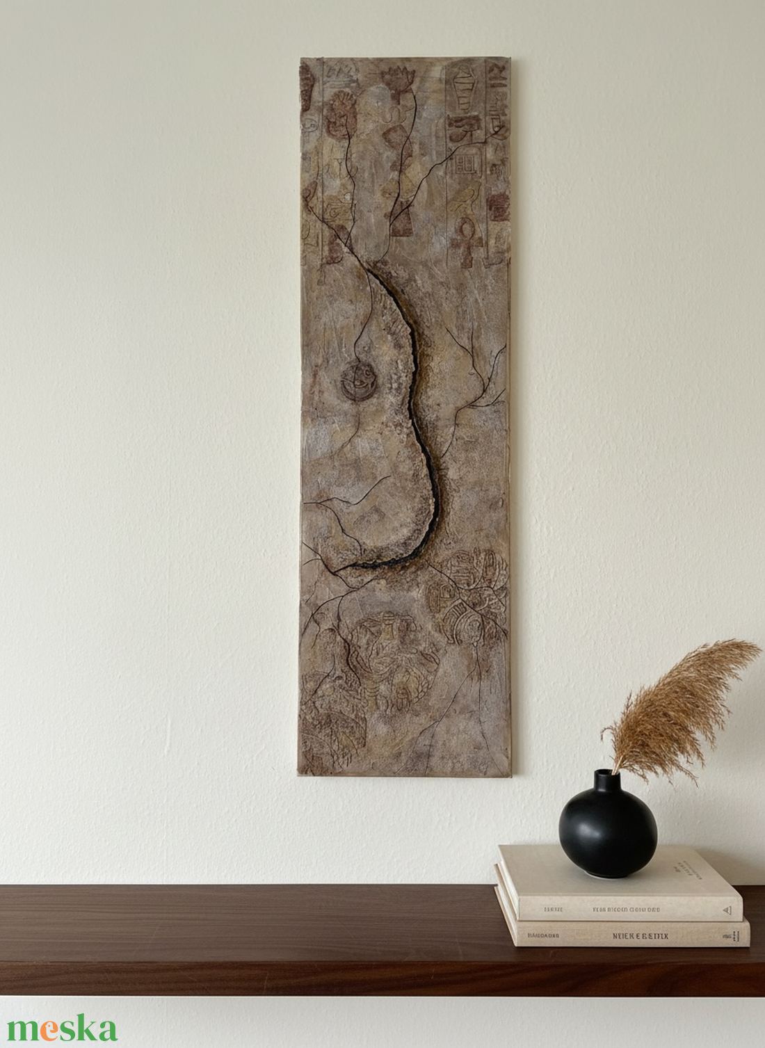 Az ido emlekezete Egyiptom texturalt falpanel 30x100 cm - művészet - festmény - festmény vegyes technika - Meska.hu