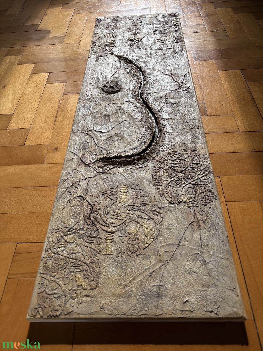Az ido emlekezete Egyiptom texturalt falpanel 30x100 cm - művészet - festmény - festmény vegyes technika - Meska.hu