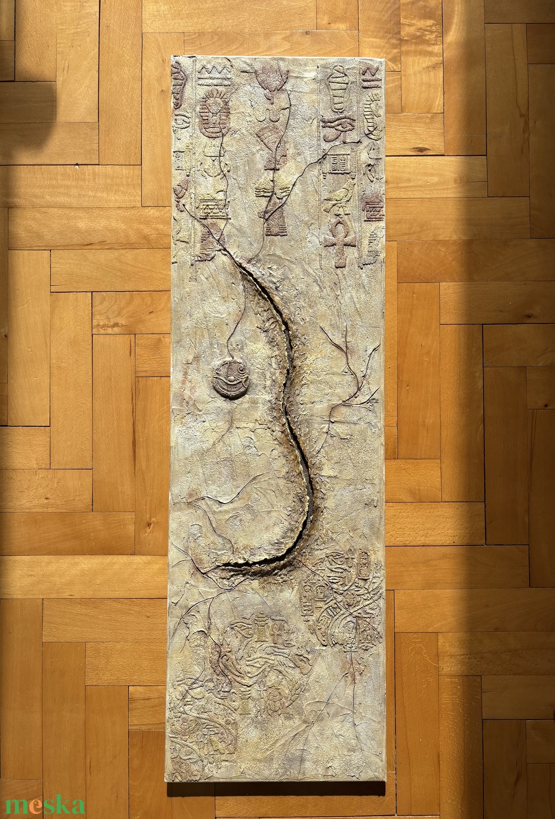 Az ido emlekezete Egyiptom texturalt falpanel 30x100 cm - művészet - festmény - festmény vegyes technika - Meska.hu