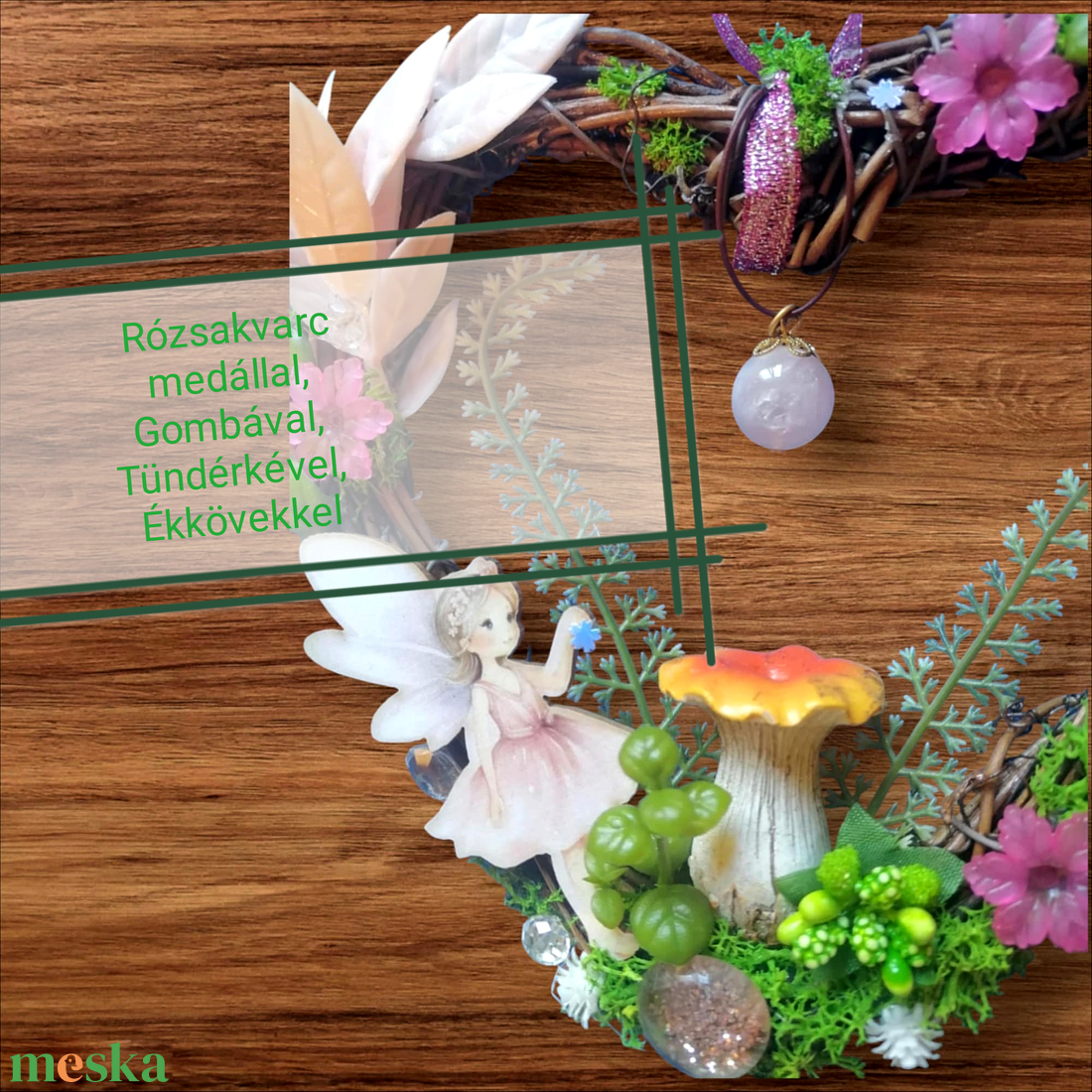 Tündérkés, ékköves szív kopogtató ásvány medállal - otthon & életmód - dekoráció - ajtó- és ablak dekoráció - ajtódísz & kopogtató - Meska.hu