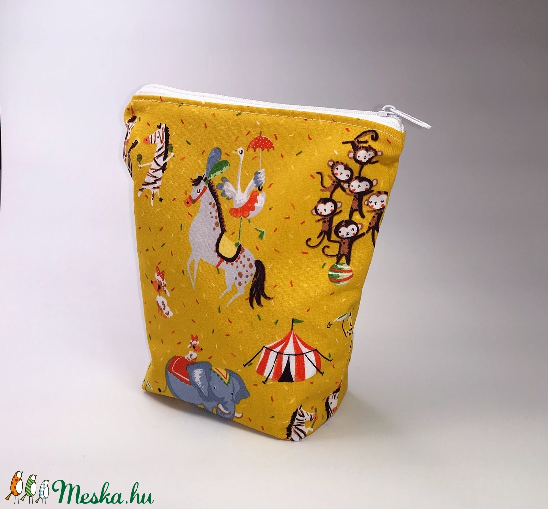 Pamutvászon Tízórai tartó PUL béléssel cirkusz mintával - szendvics csomagoló - szendvics csomagoló - Meska.hu