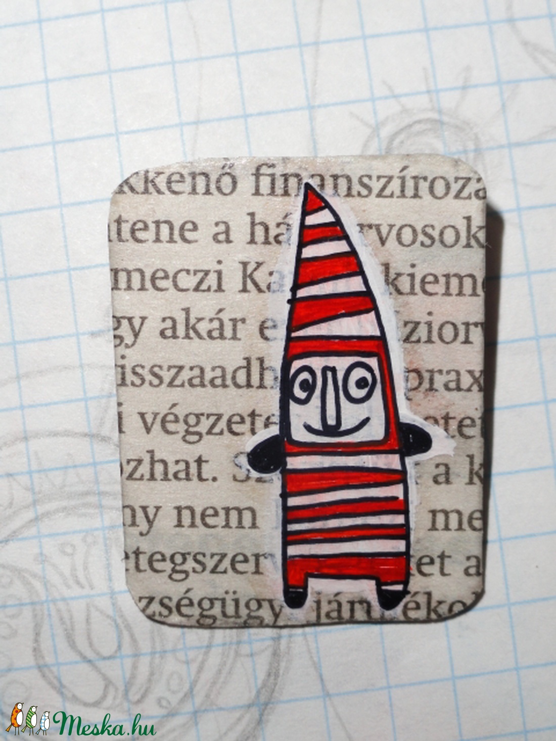 manós kitűző újrahasznosított papírból -  - Meska.hu