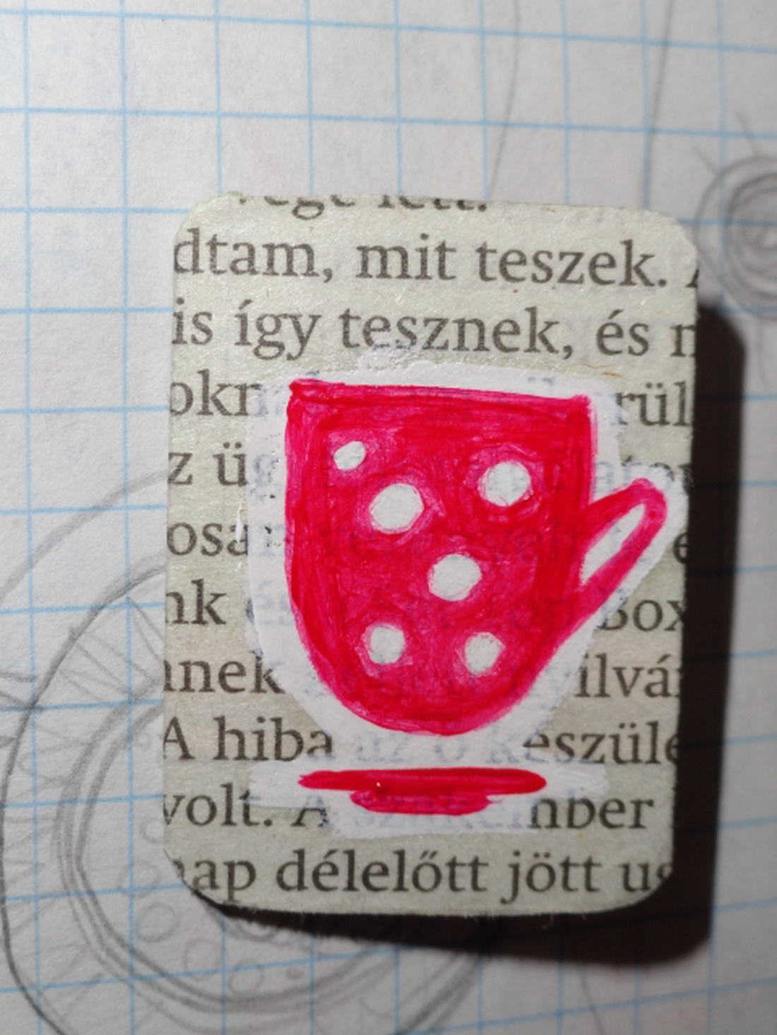 piros pöttyös bögre kitűző újrahasznosított papírból -  - Meska.hu