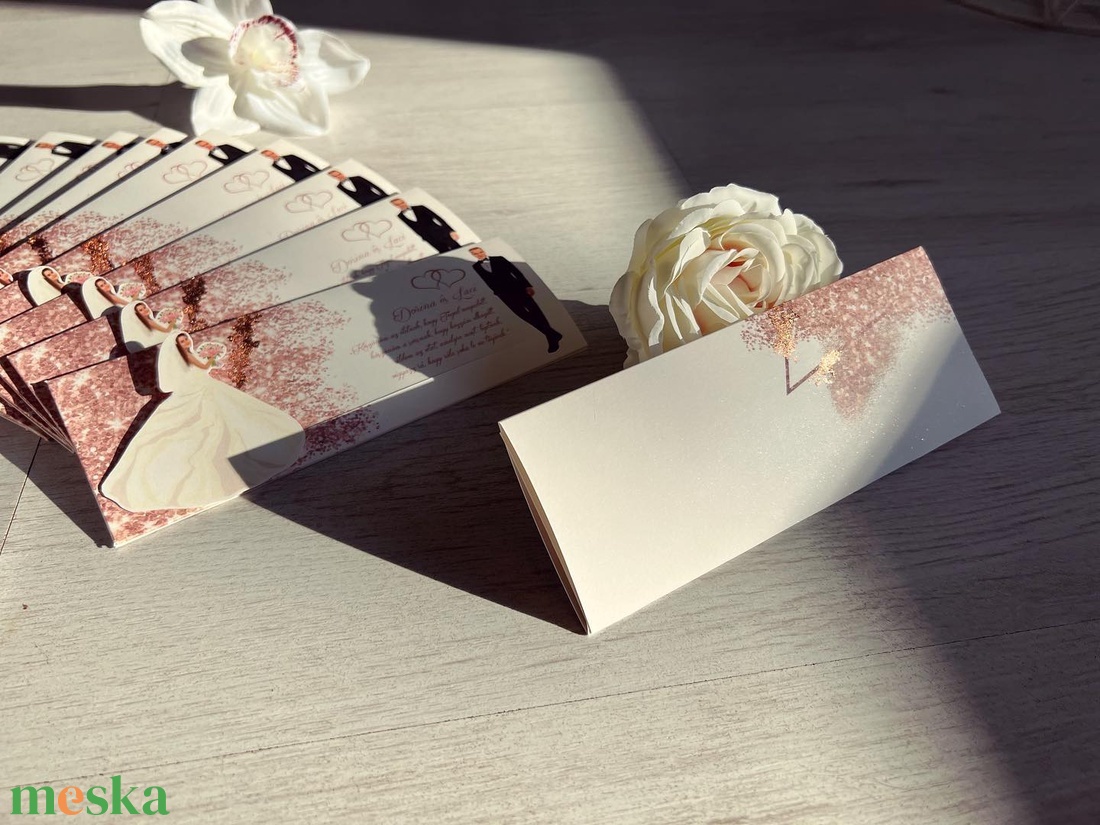 Rosegold flitteres kihúzható (puszis) esküvői meghívó - esküvő - meghívó & kártya - meghívó - Meska.hu