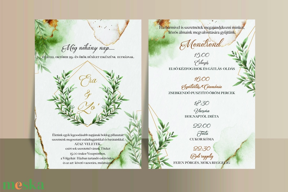 Greenery vízfesték stílus kétoldalas esküvői meghívó - esküvő - meghívó & kártya - meghívó - Meska.hu Greenery vízfesték stílus kétoldalas esküvői meghívó - esküvő - meghívó & kártya - meghívó - Meska.hu