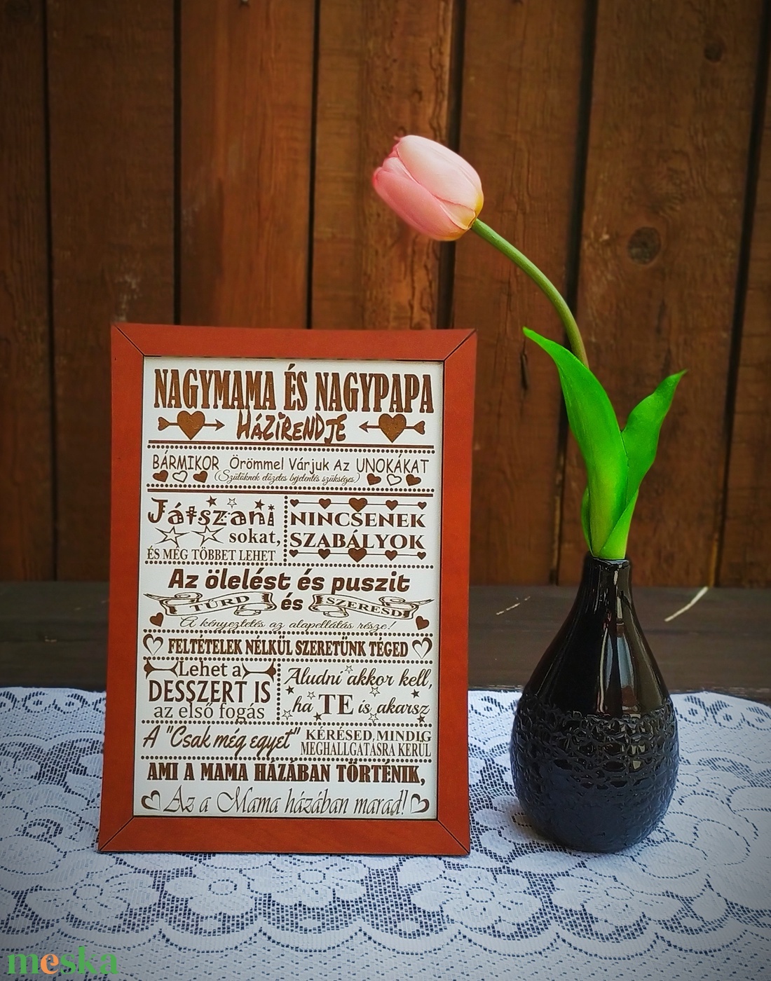 Nagymama és Nagypapa házirendje tábla kerettel - otthon & életmód - dekoráció - kép & falikép - táblakép - Meska.hu