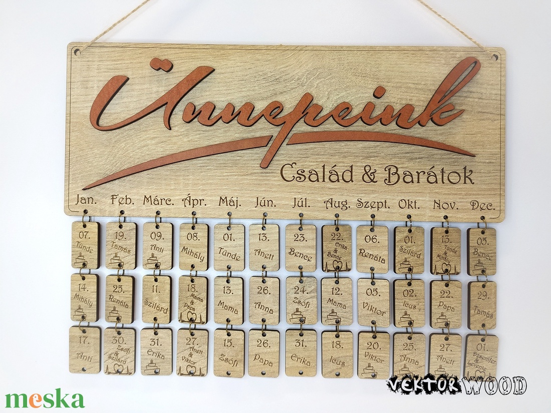 Családi öröknaptár - otthon & lakás - dekoráció - fali és függő dekoráció - falinaptár & öröknaptár - Meska.hu