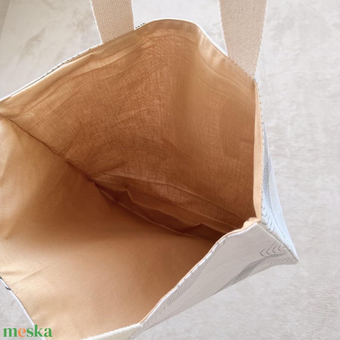 Bevásárlótáska, bélelt, nagy méretű - Arany-szürke hullám - táska & tok - bevásárlás & shopper táska - shopper, textiltáska, szatyor - Meska.hu