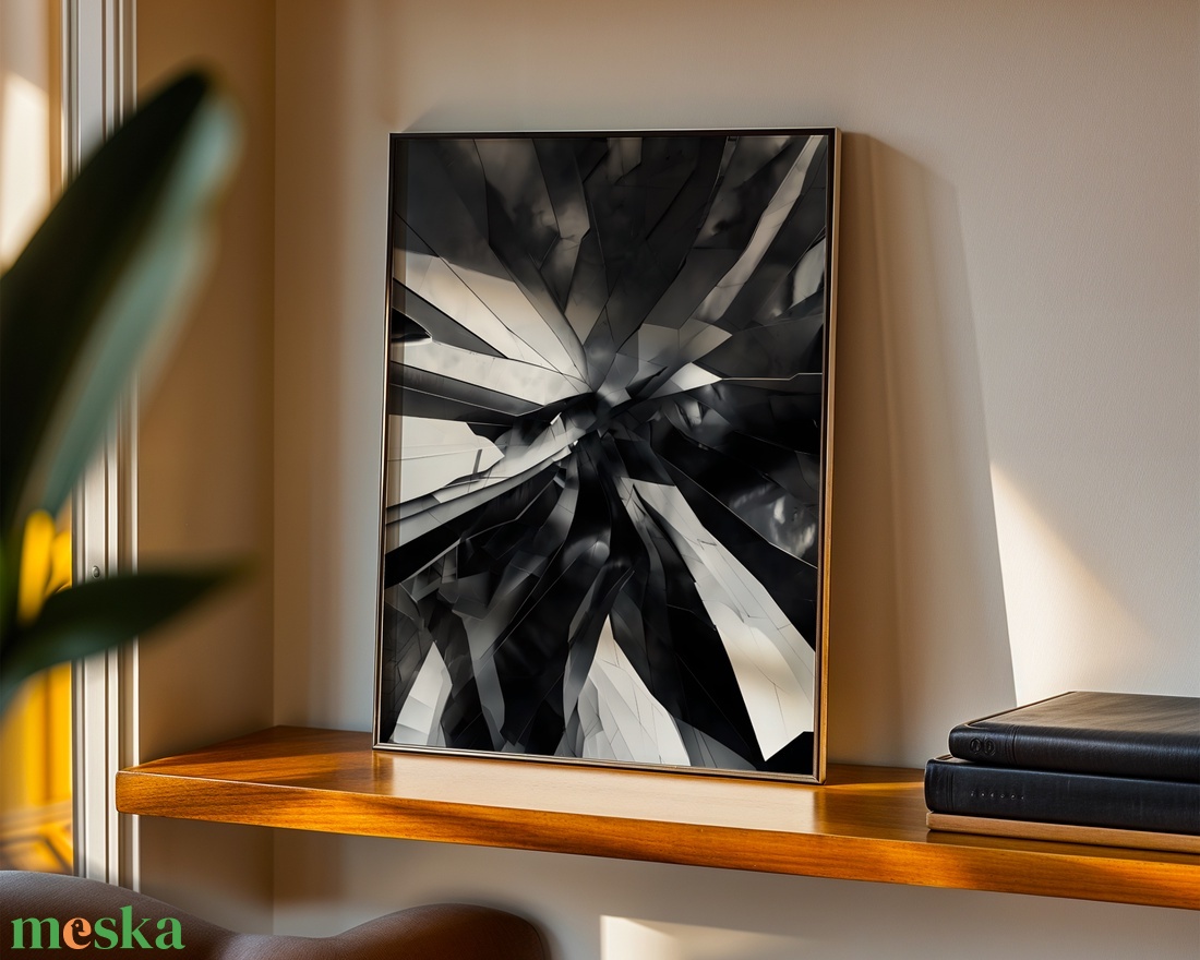 Fekete-Fehér Absztrakt Szilánkok Poszter - Digitális Letöltés - otthon & életmód - dekoráció - kép & falikép - poszter - Meska.hu